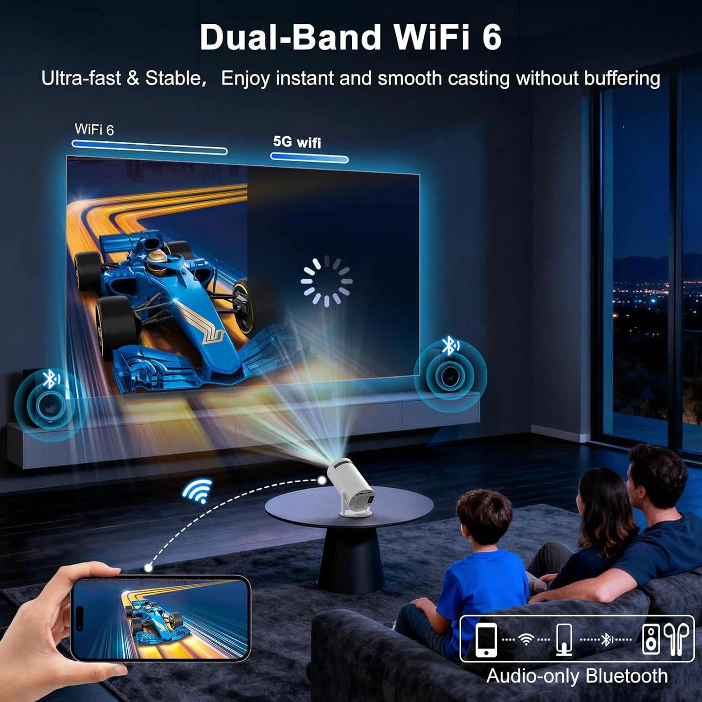 1080P Mini Projectors Projector with Auto Keystone Correction for Home Theater