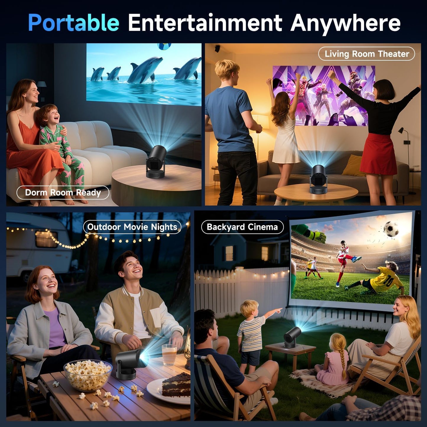 1080P Mini Projectors Projector with Upgraded HiFi Speaker and Built-in