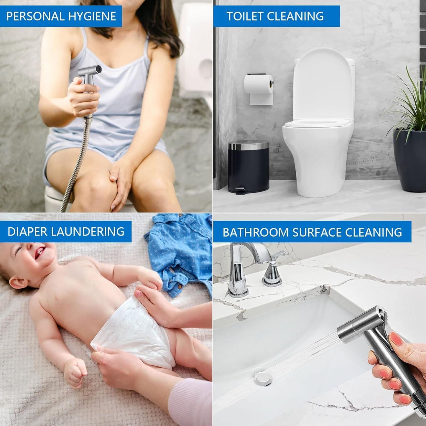 Handheld Toilet Bidet Sprayer Variable Pressure Stainless Steel Silver NEW