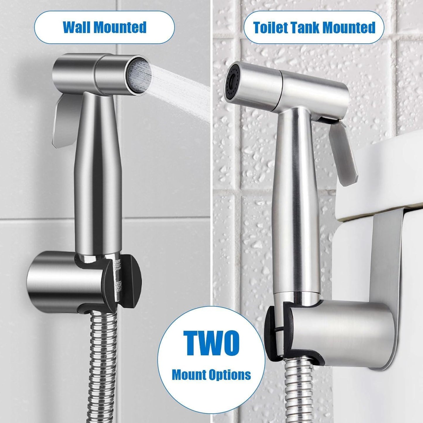 Handheld Toilet Bidet Sprayer Variable Pressure Stainless Steel Silver NEW