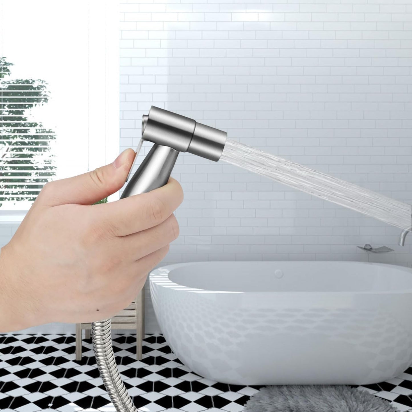 Handheld Toilet Bidet Sprayer Variable Pressure Stainless Steel Silver NEW