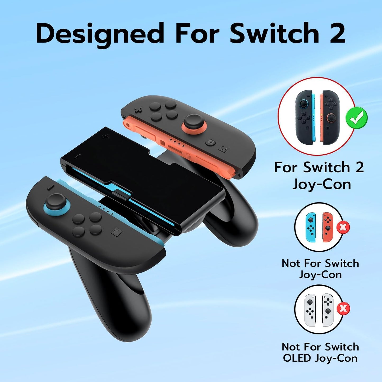 DOBE Black Charging Controllers Grip for Nintendo Switch 2 Joy-Cons Size NEW