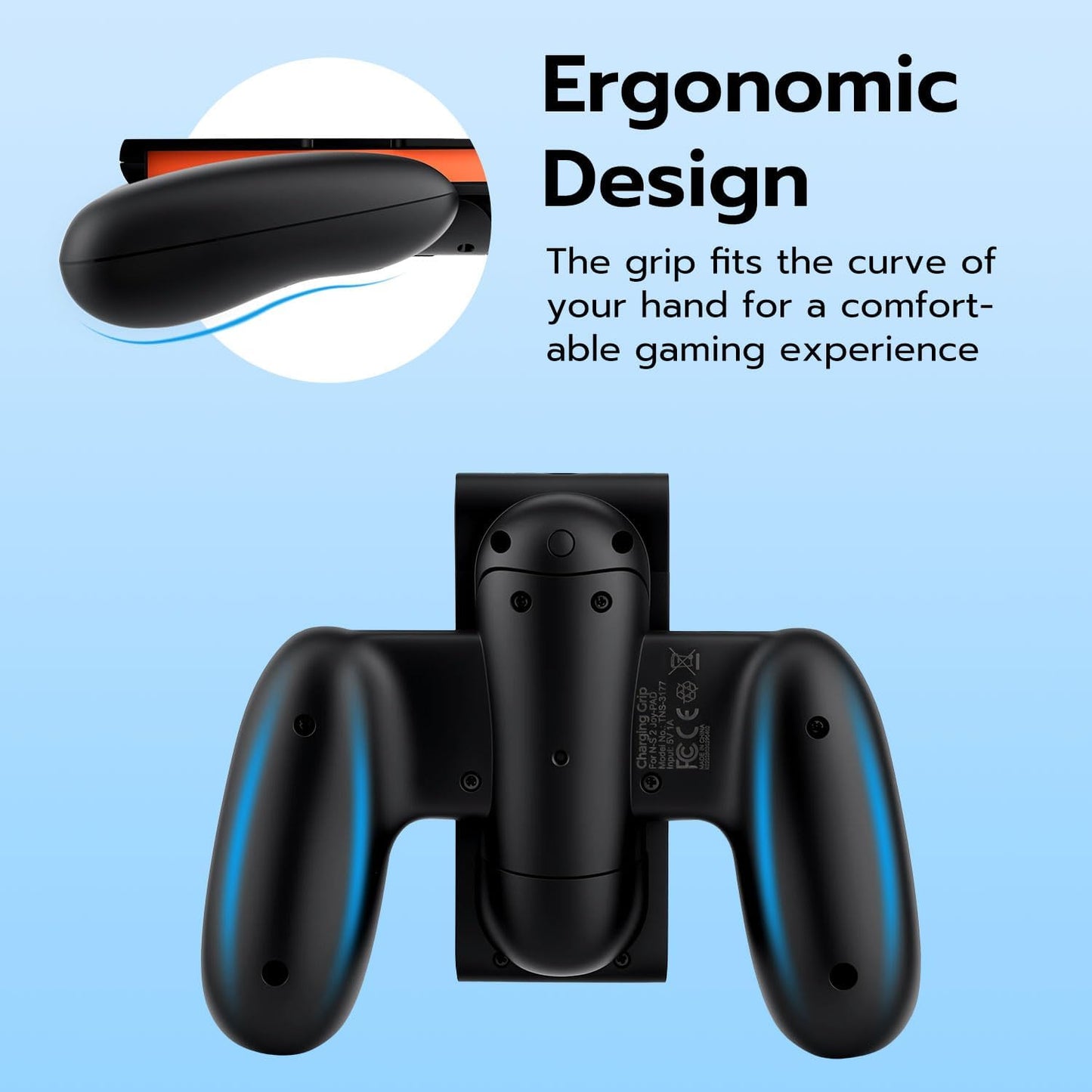 DOBE Black Charging Controllers Grip for Nintendo Switch 2 Joy-Cons Size NEW