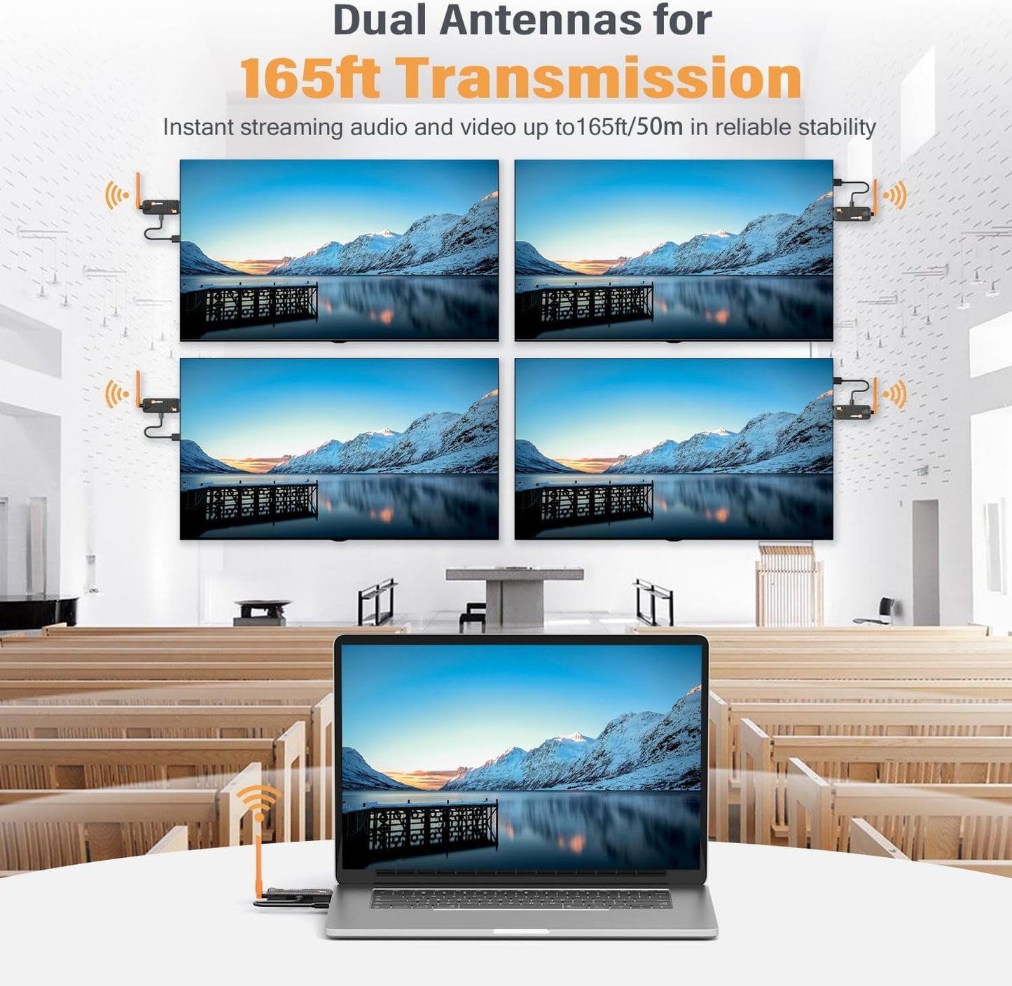 WELUSOPU Wireless Streaming Clients HDMI Transmitter and 2 Receivers 165FT DEMO