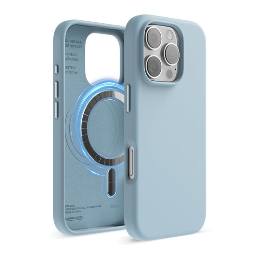 elago Magnetic Silicone Phone Case for iPhone 16 Pro in Sky Blue - NEW