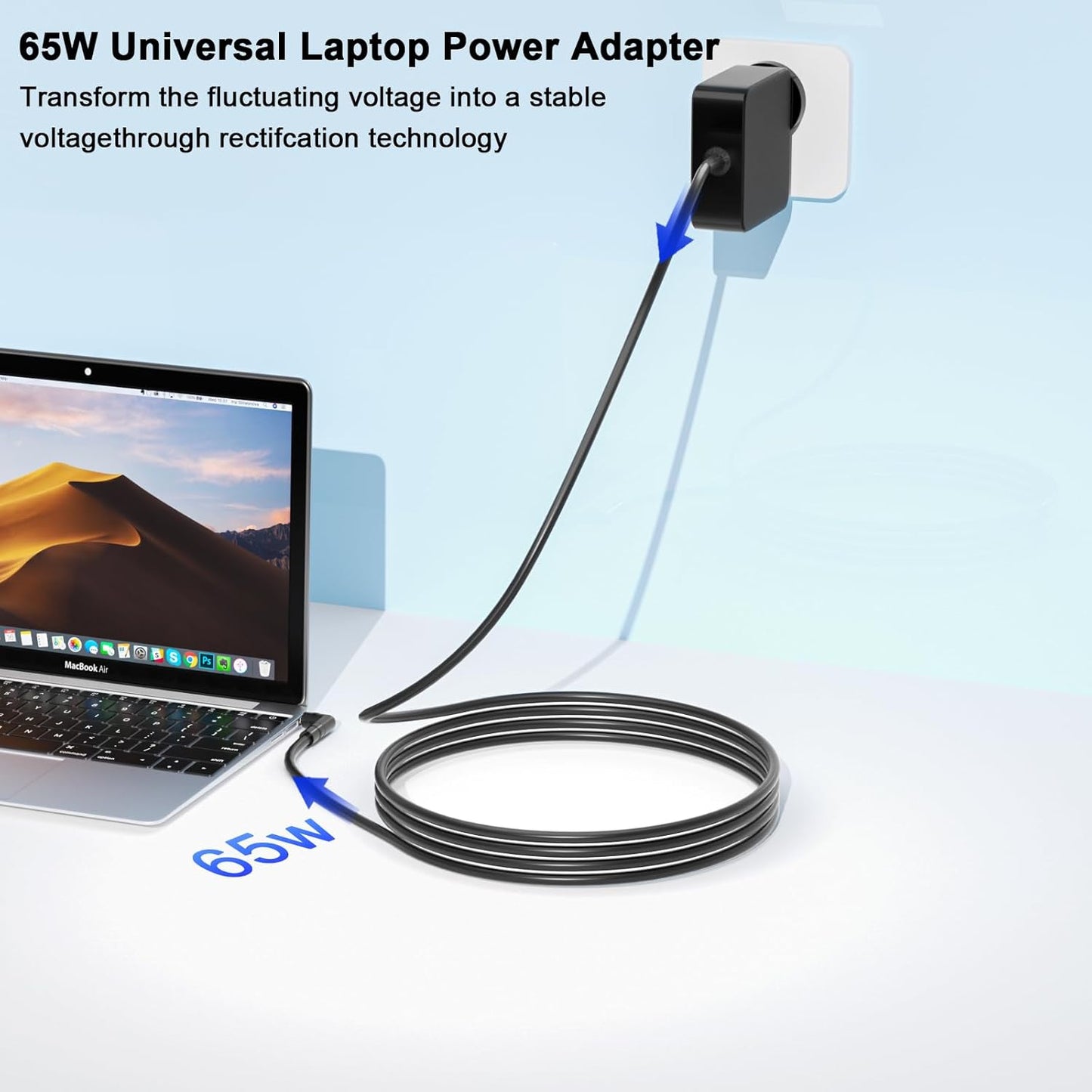 65W 45W Universal Laptop Charger for HP, ASUS, Lenovo, Dell, Acer - Black DEMO