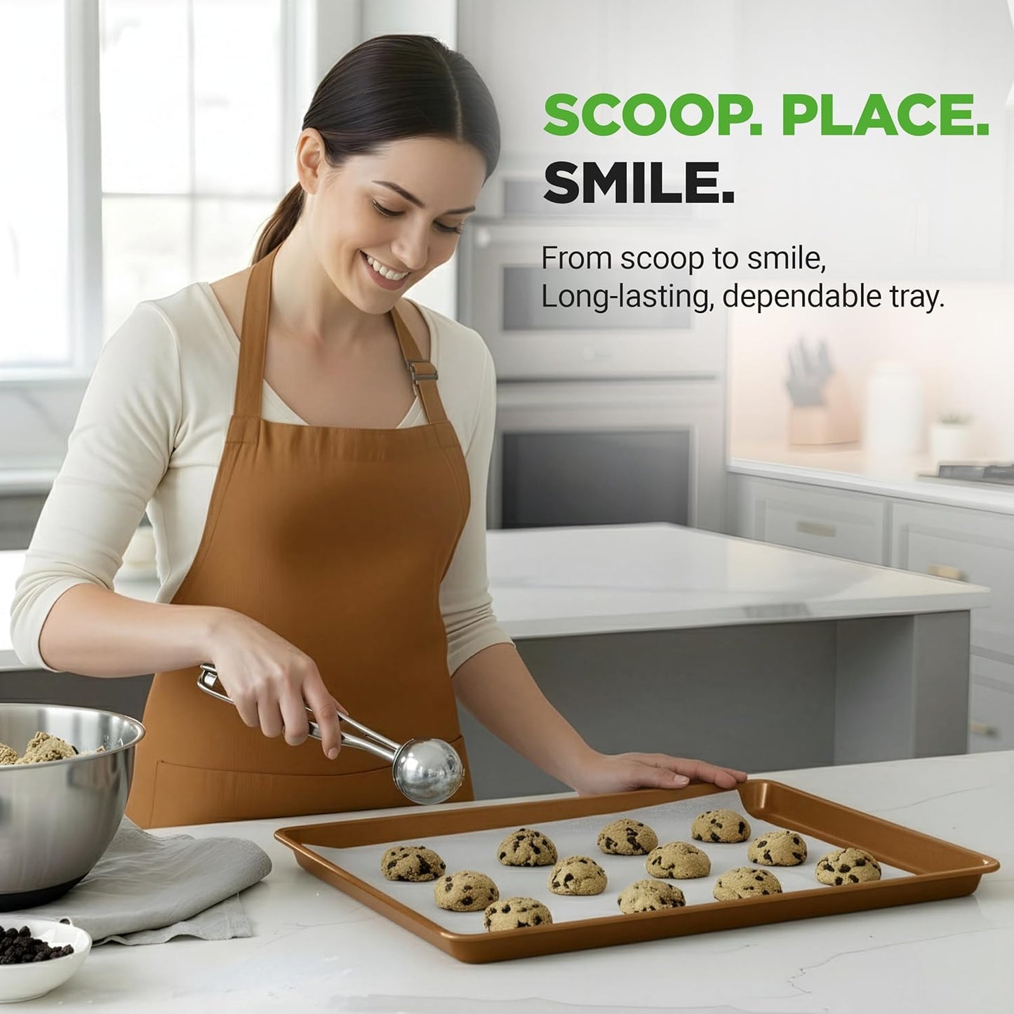 NutriChef 3-Piece Nonstick Oven Baking Sheets Heavy Duty Carbon Steel Gold NEW