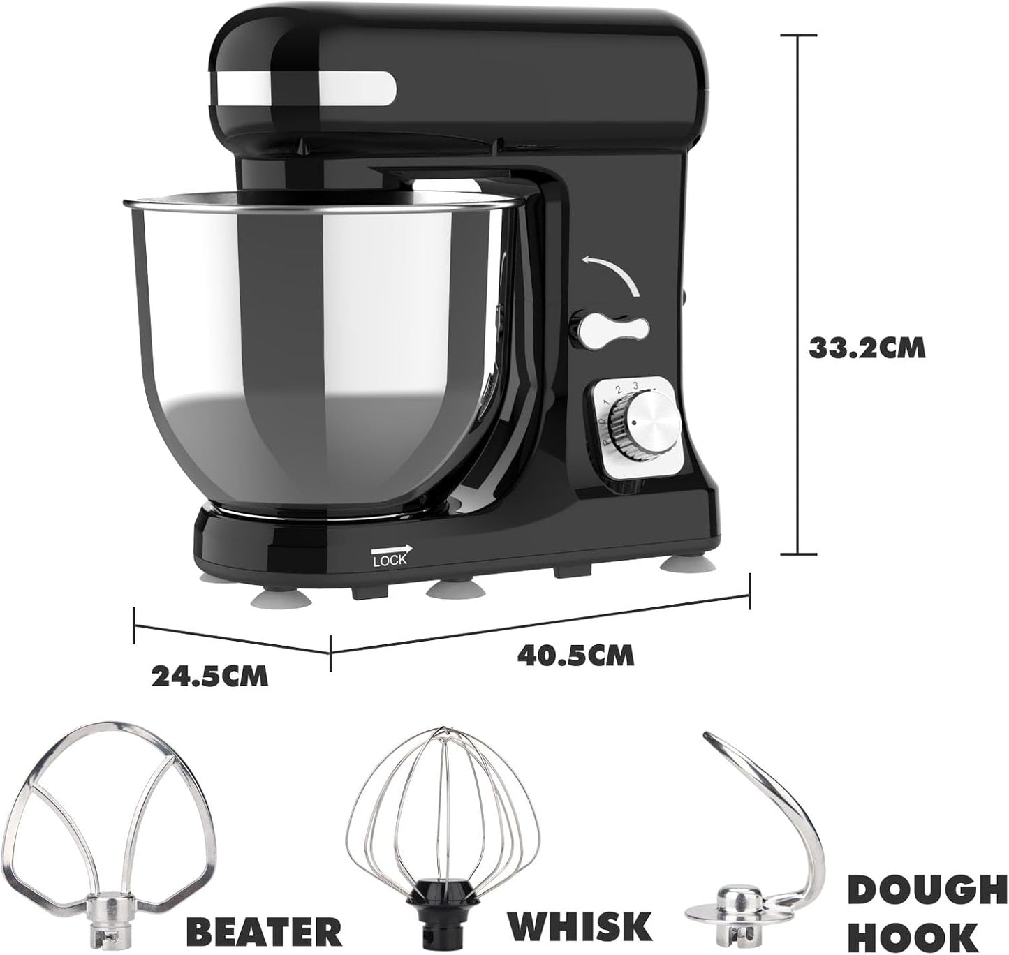 ADVWIN 6.5L Stand Mixer with Electric Food Grinder and Mincer, Black, DEMO