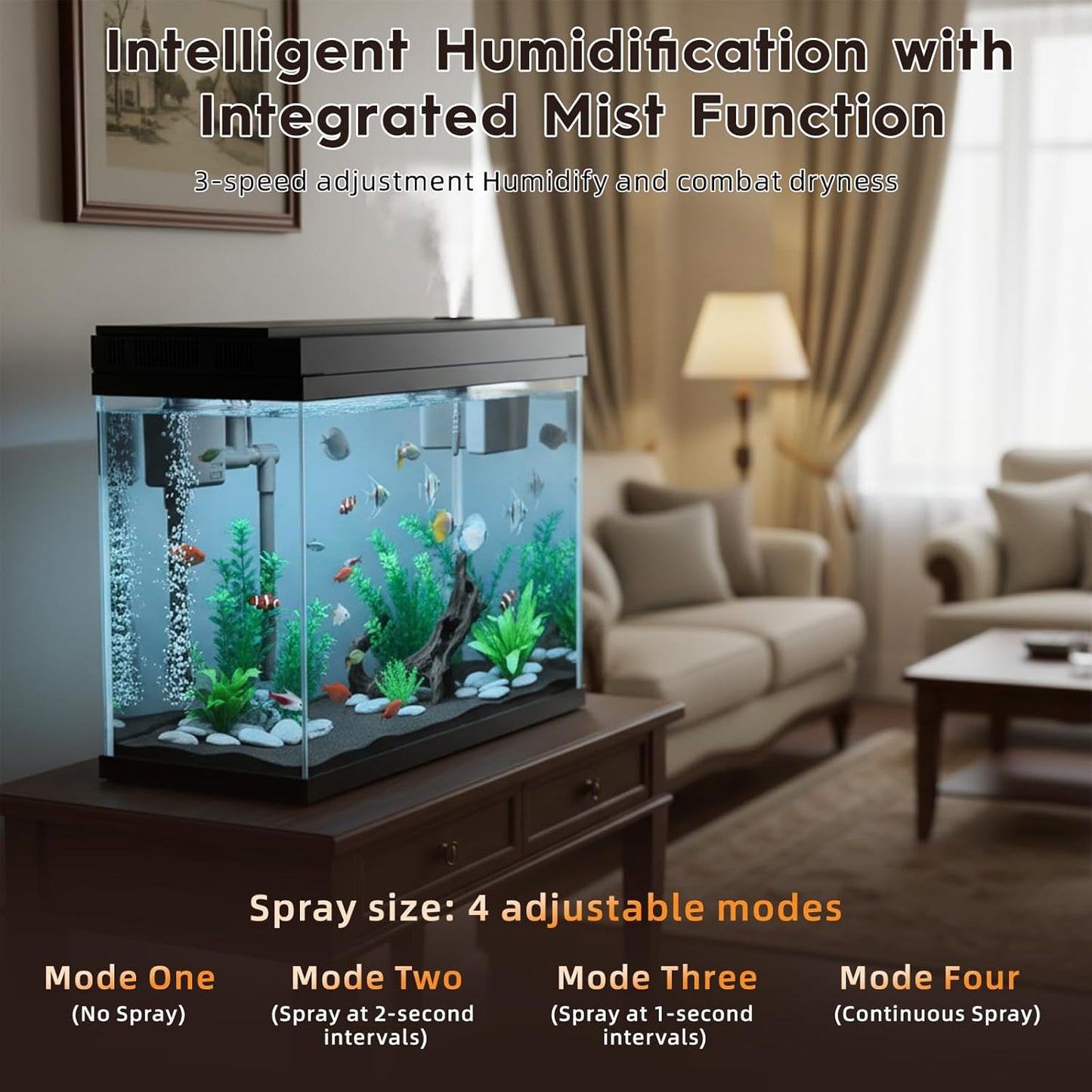 HOOMFIT 2.1 Aquariums Gallon Aquarium Kit with 7-Color LED Lighting, Black DEMO