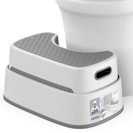 MR.SIGA Off-white & Dark Gray Anti-Slip Bathroom Step Stool Heavy Duty NEW
