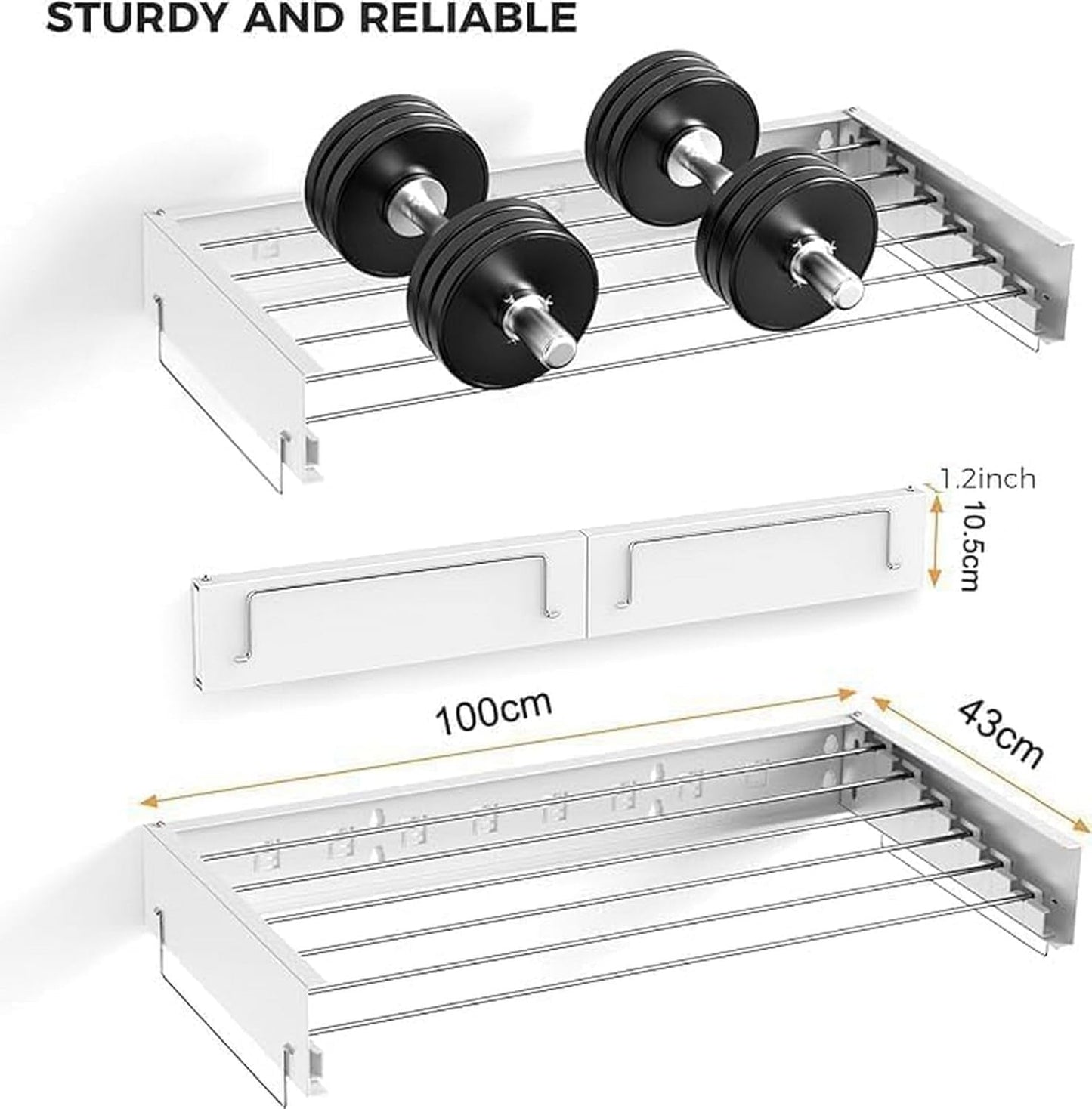 Foldable Wall Mounted Clothes Drying Rack Towel Holder, 100 cm, White, DEMO
