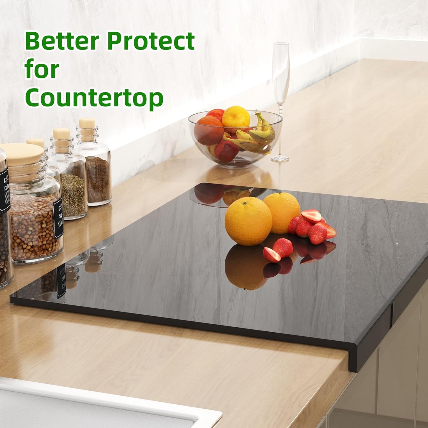 Acrylic Chopping Board with Counter Lip Durable BPA-Free Food Safe Size DEMO