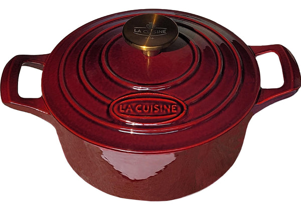 La Cuisine Enameled Cast Iron Dutch Oven Casserole Dish Pot with Lid, 2.1 NEW