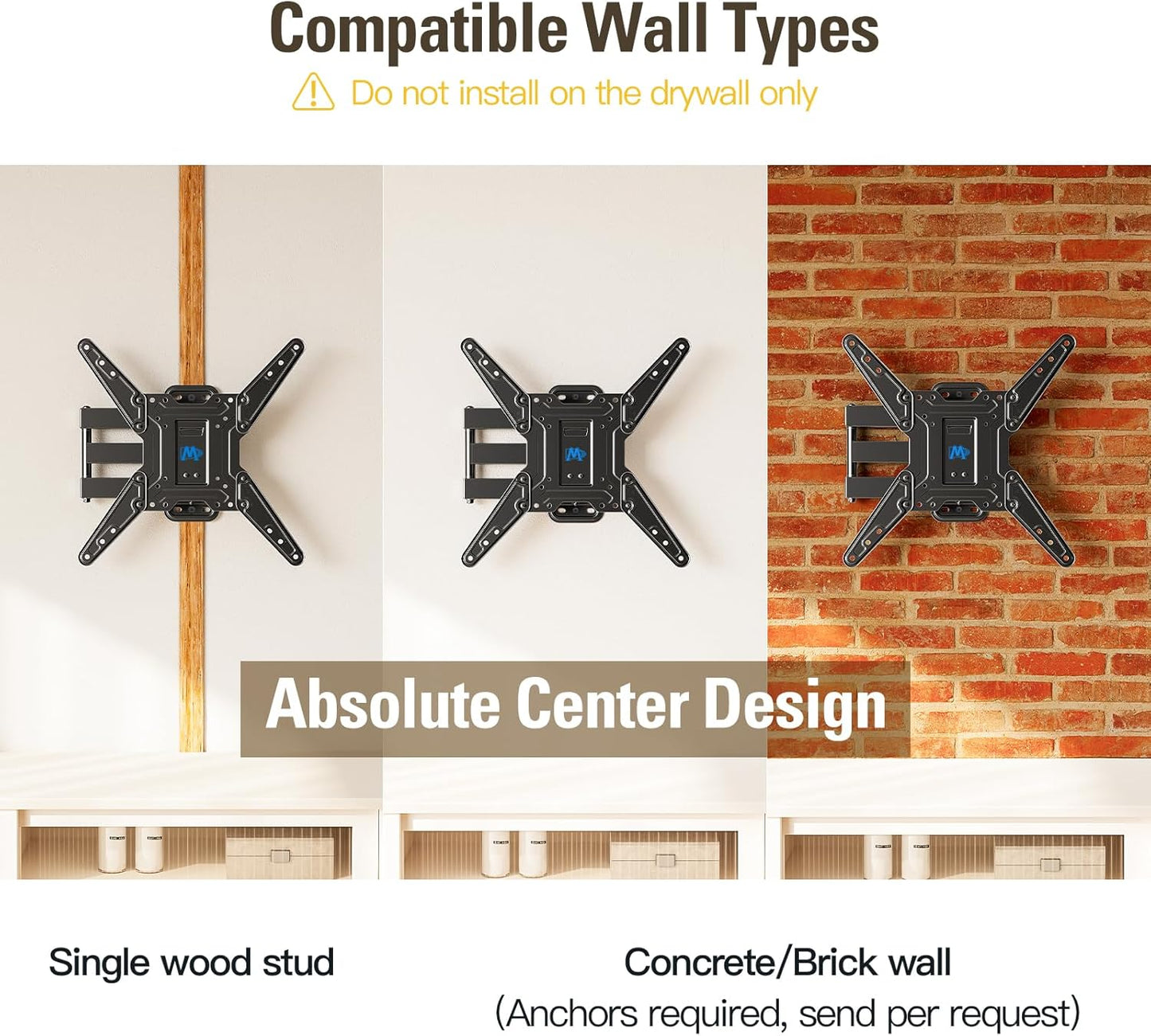 Mounting Dream TV Wall Mount Bracket - Black, Perfect Center Design, Sturdy DEMO