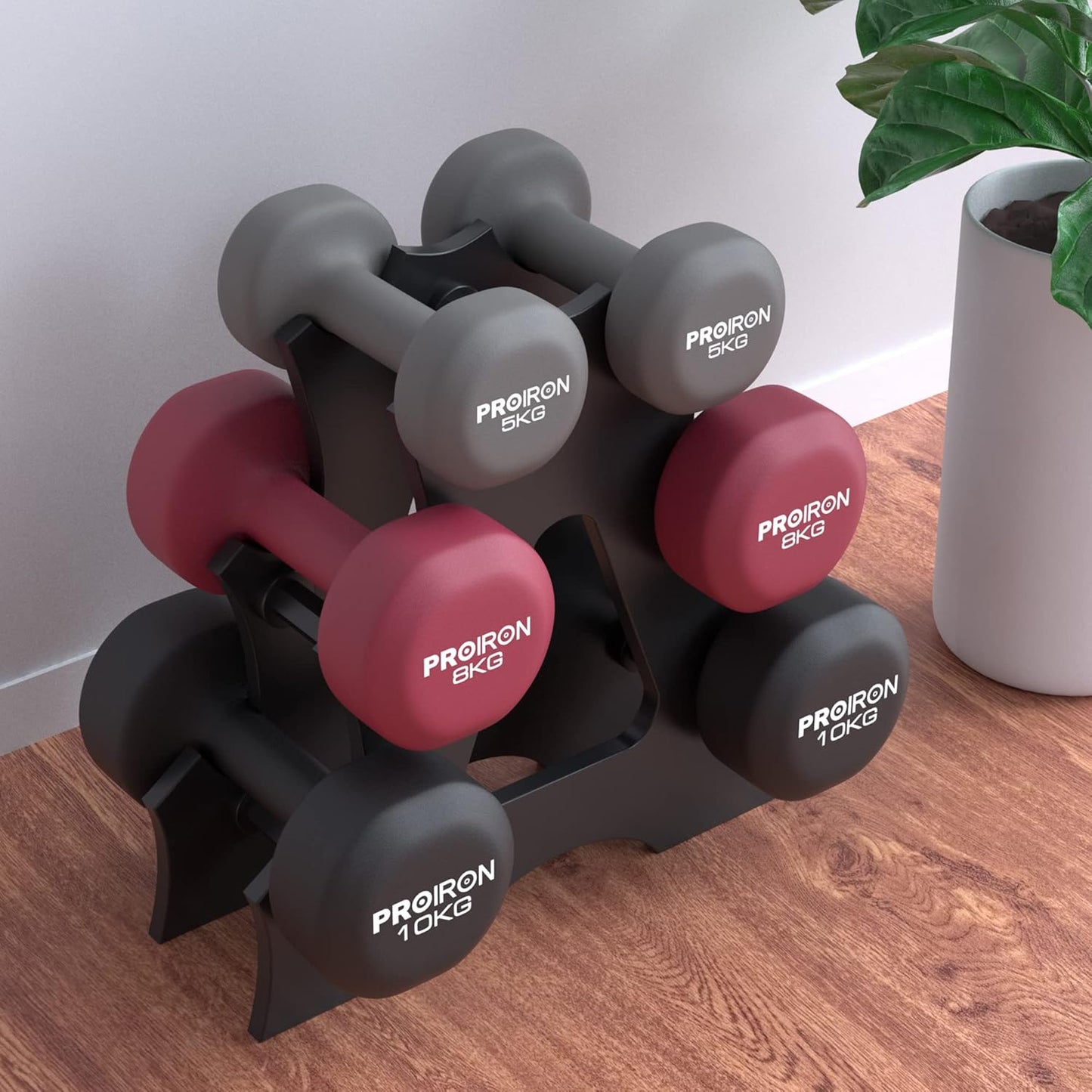 PROIRON 3-Level Dumbbells Dumbbell Holder Stand Organizer - Black Plastic DEMO