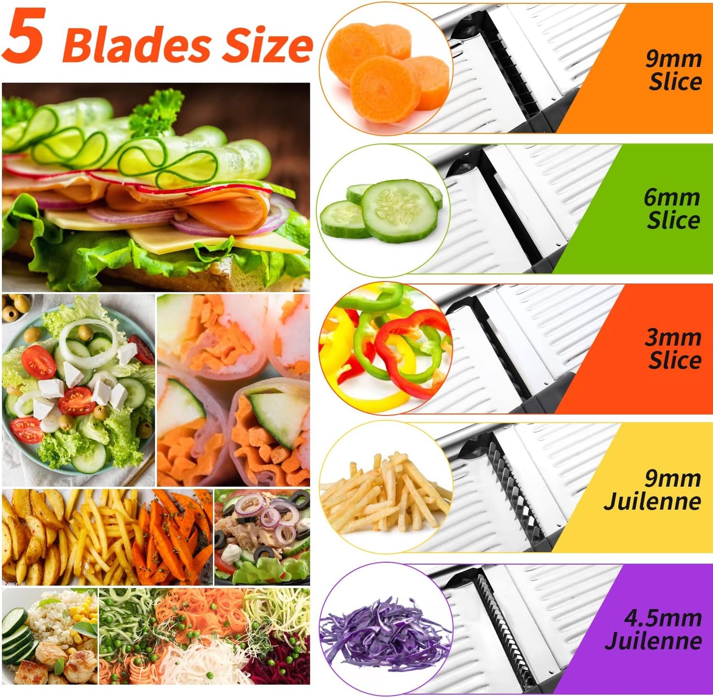 Adjustable Stainless Mandolines Steel Mandoline Vegetable Fruit Slicer NEW
