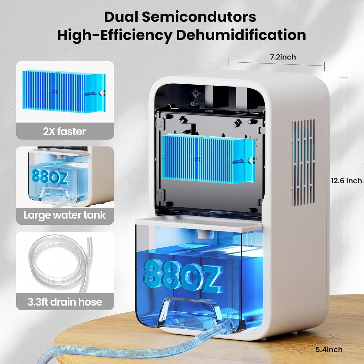 Quiet 2.5L Humidifiers White Portable Humidifier for Home & Office, NEW