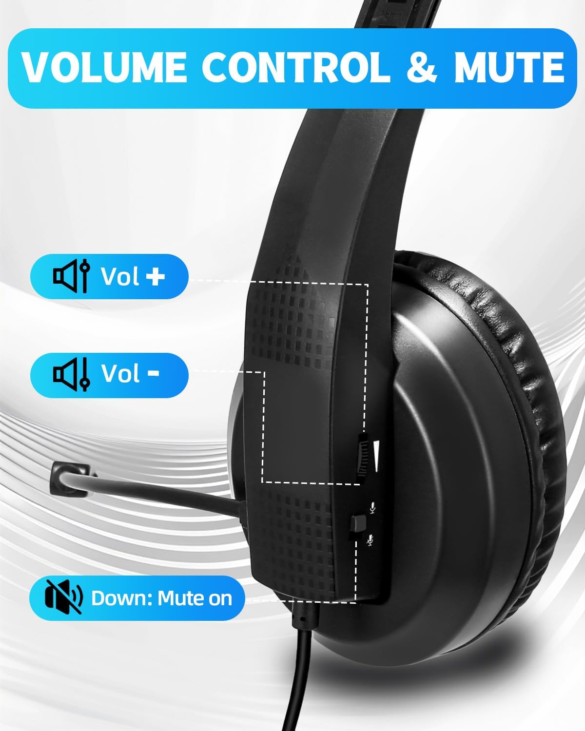 Grstltd Wired PC Headsets Noise Cancelling Headset with Mic for PC Laptop, NEW