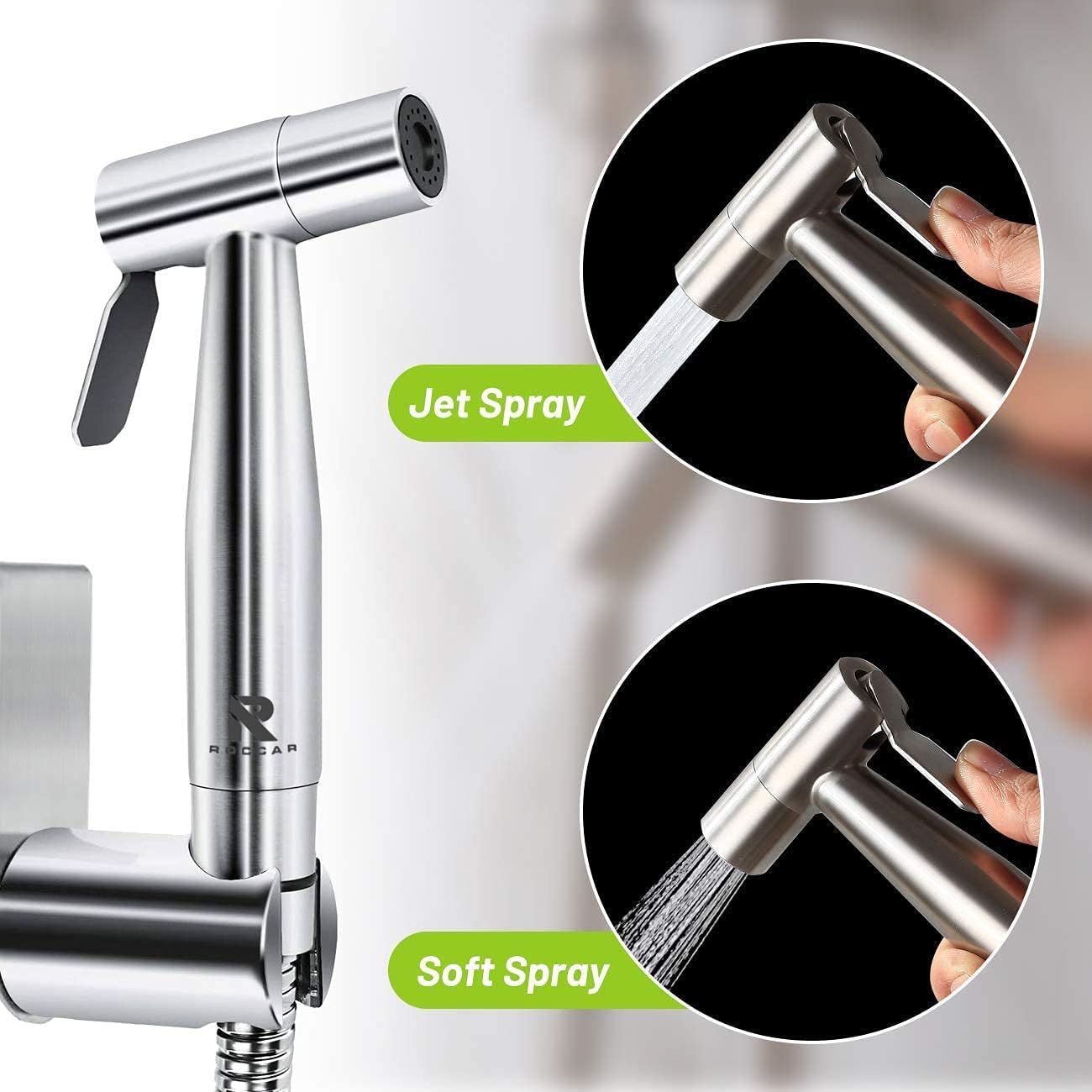 Roccar Handheld Bidet Sprayer Toilet Attachment - Silvery Spray for DEMO