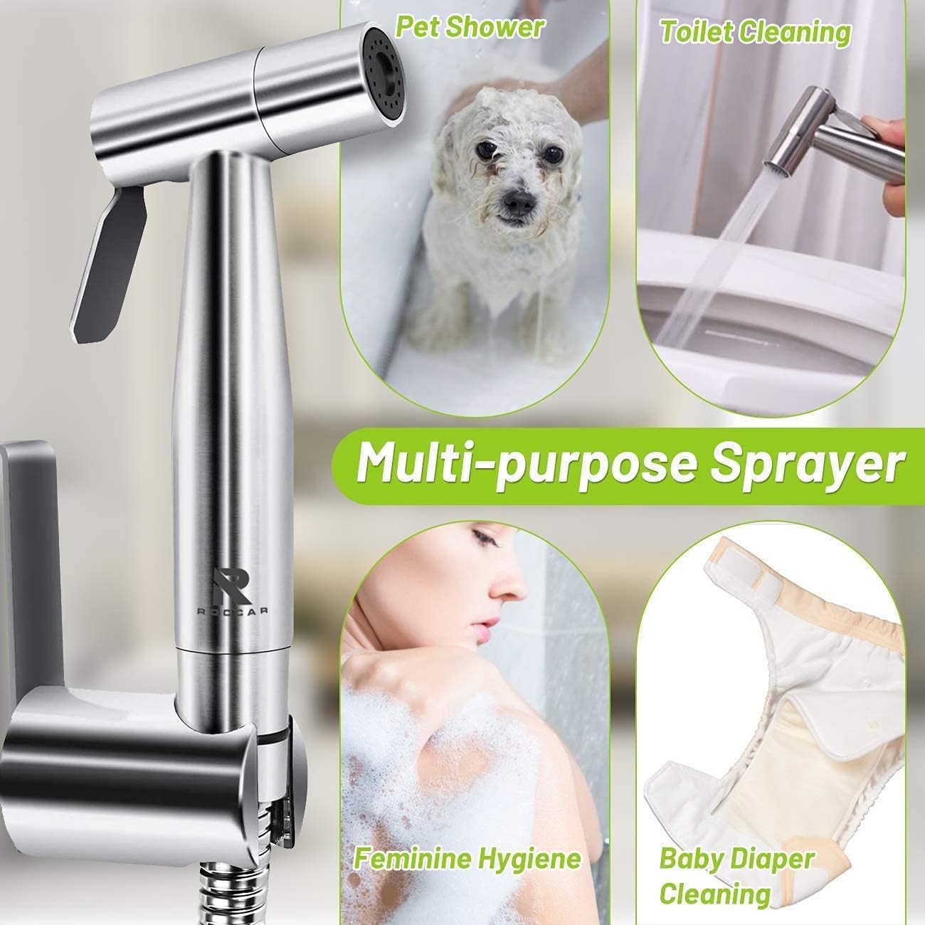 Roccar Handheld Bidet Sprayer Toilet Attachment - Silvery Spray for DEMO