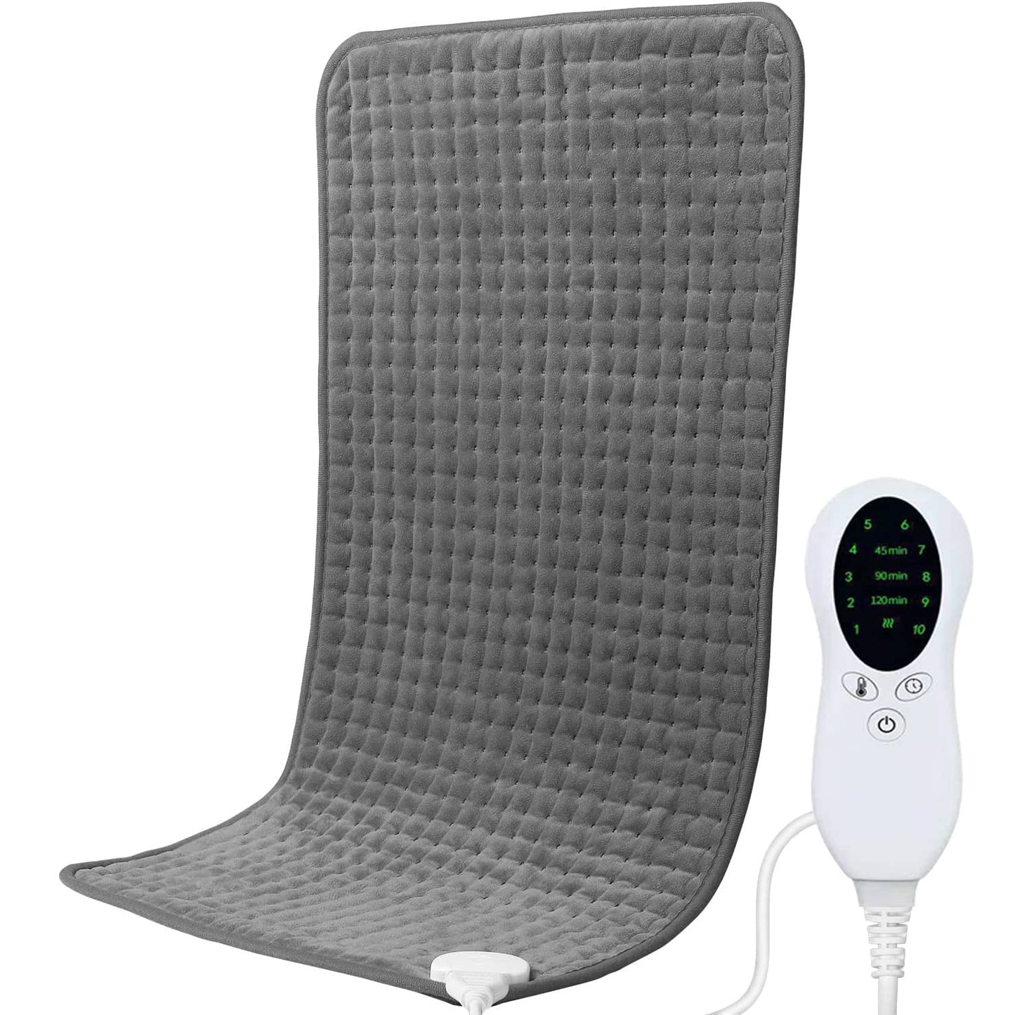 Adjustable Electric Heating Pad for Back Pain Relief - Ultra Soft Grey NEW