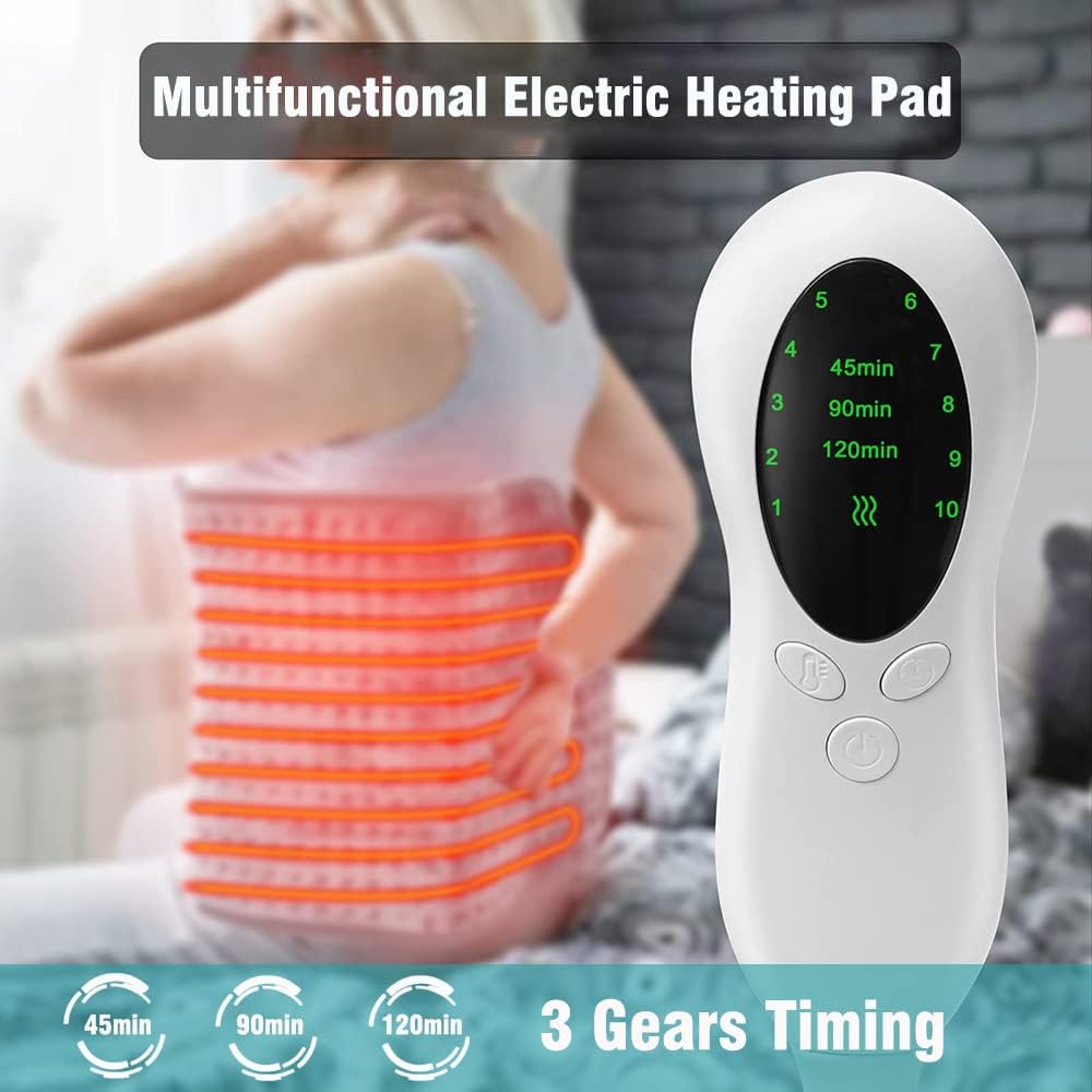 Adjustable Electric Heating Pad for Back Pain Relief - Ultra Soft Grey NEW