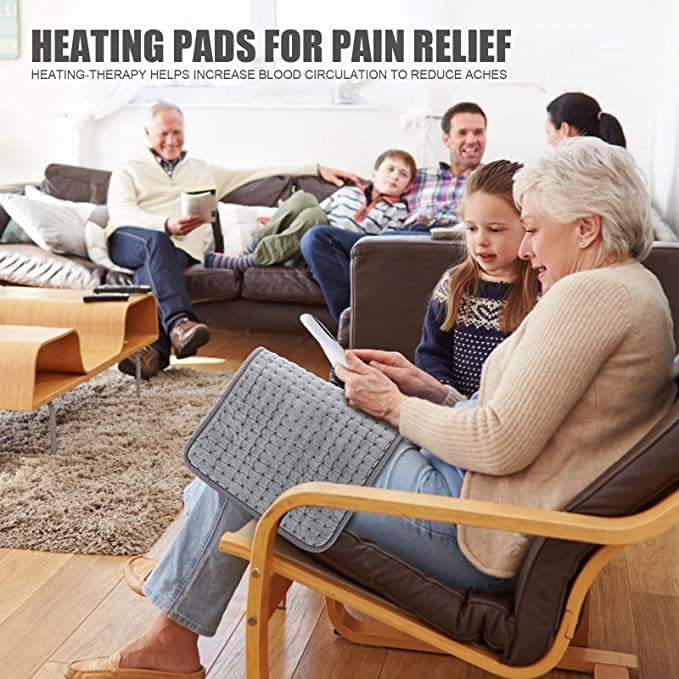 Adjustable Electric Heating Pad for Back Pain Relief - Ultra Soft Grey NEW