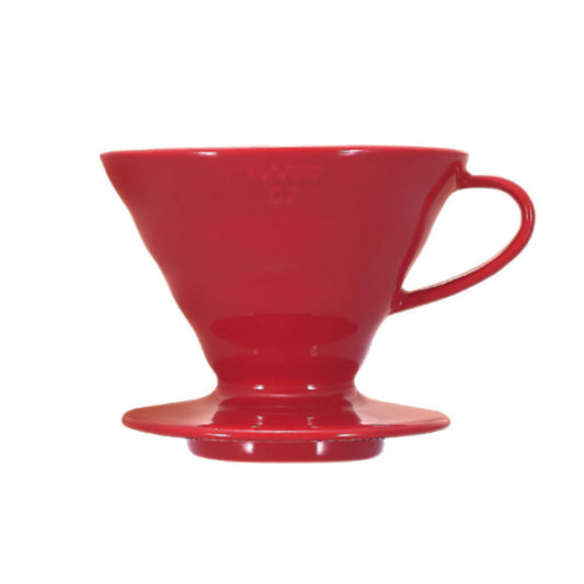 HARIO V60 Transparent Ceramic Coffee Dripper, Red, Pour Over Maker NEW