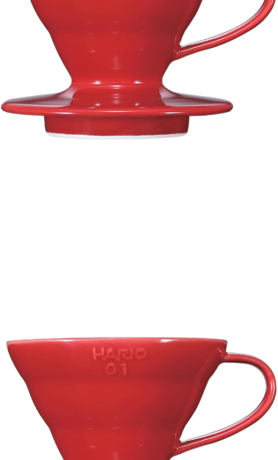 HARIO V60 Transparent Ceramic Coffee Dripper, Red, Pour Over Maker NEW
