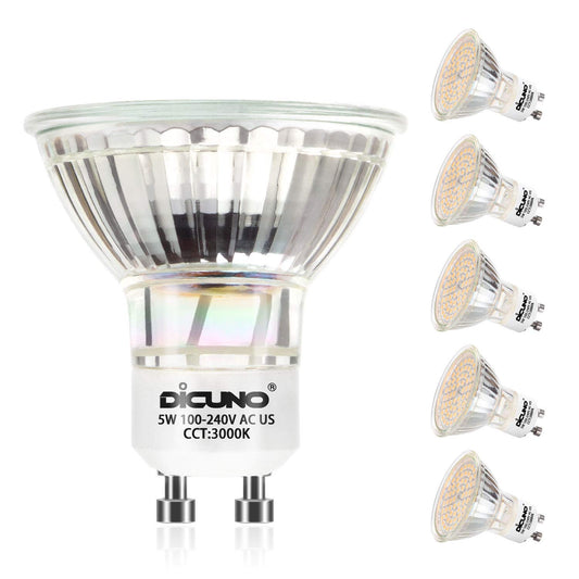 DiCUNO 5W LED Bulbs GU10 LED Spotlight Bulb, 500 Lumens, Warm White 3000K, DEMO
