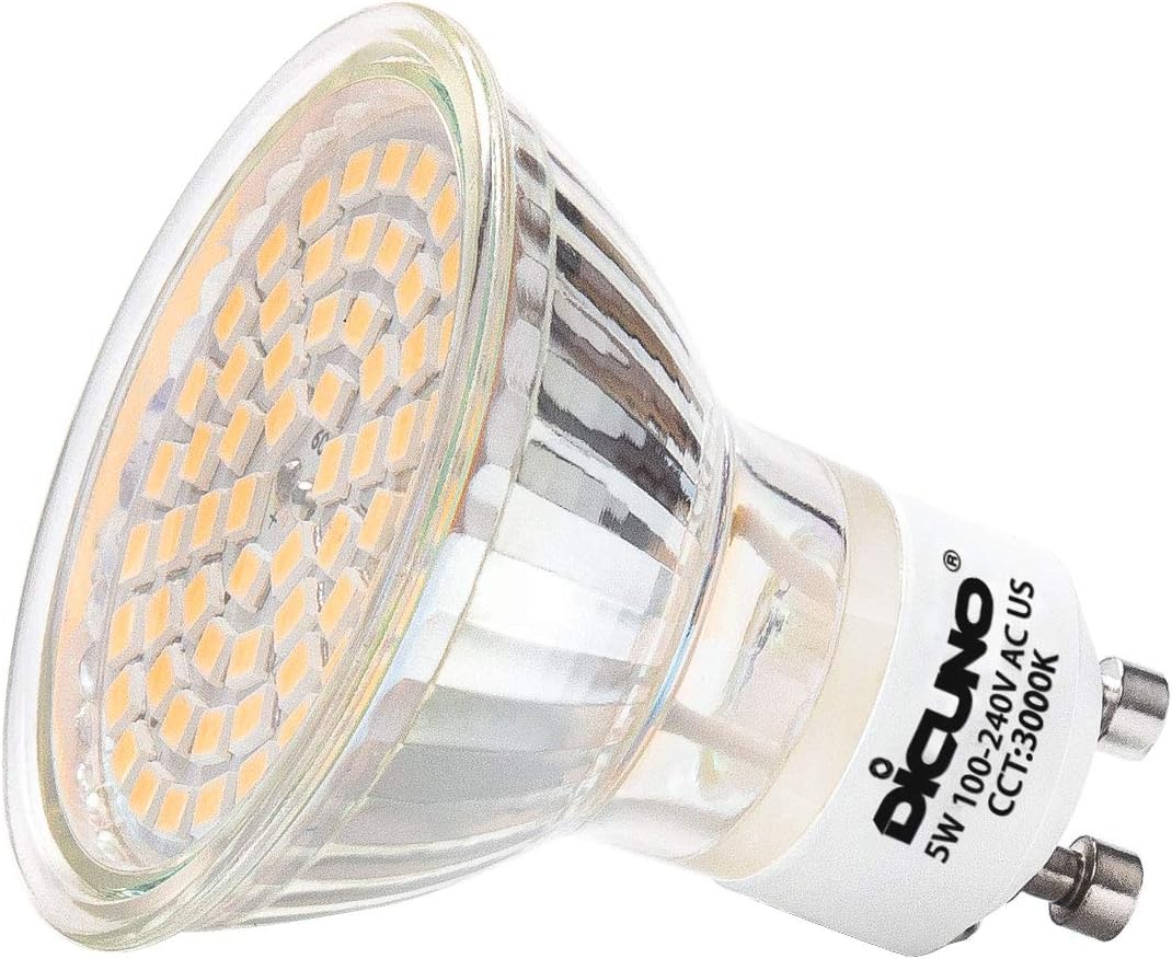 DiCUNO 5W LED Bulbs GU10 LED Spotlight Bulb, 500 Lumens, Warm White 3000K, DEMO