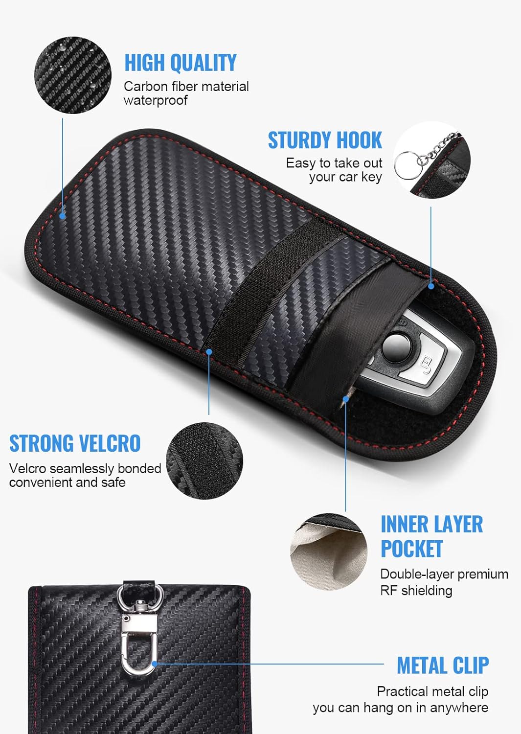 Faraday Car Accessories Bag 2-Pack Black Signal Blocker Pouch, Medium Size NEW