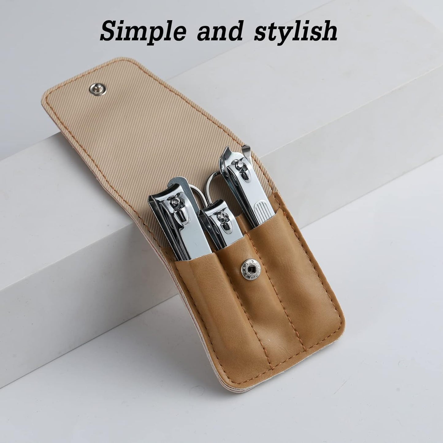 Stainless Steel Fingernail Clippers Set of 6 Toenail Clipper Beige & Silver NEW