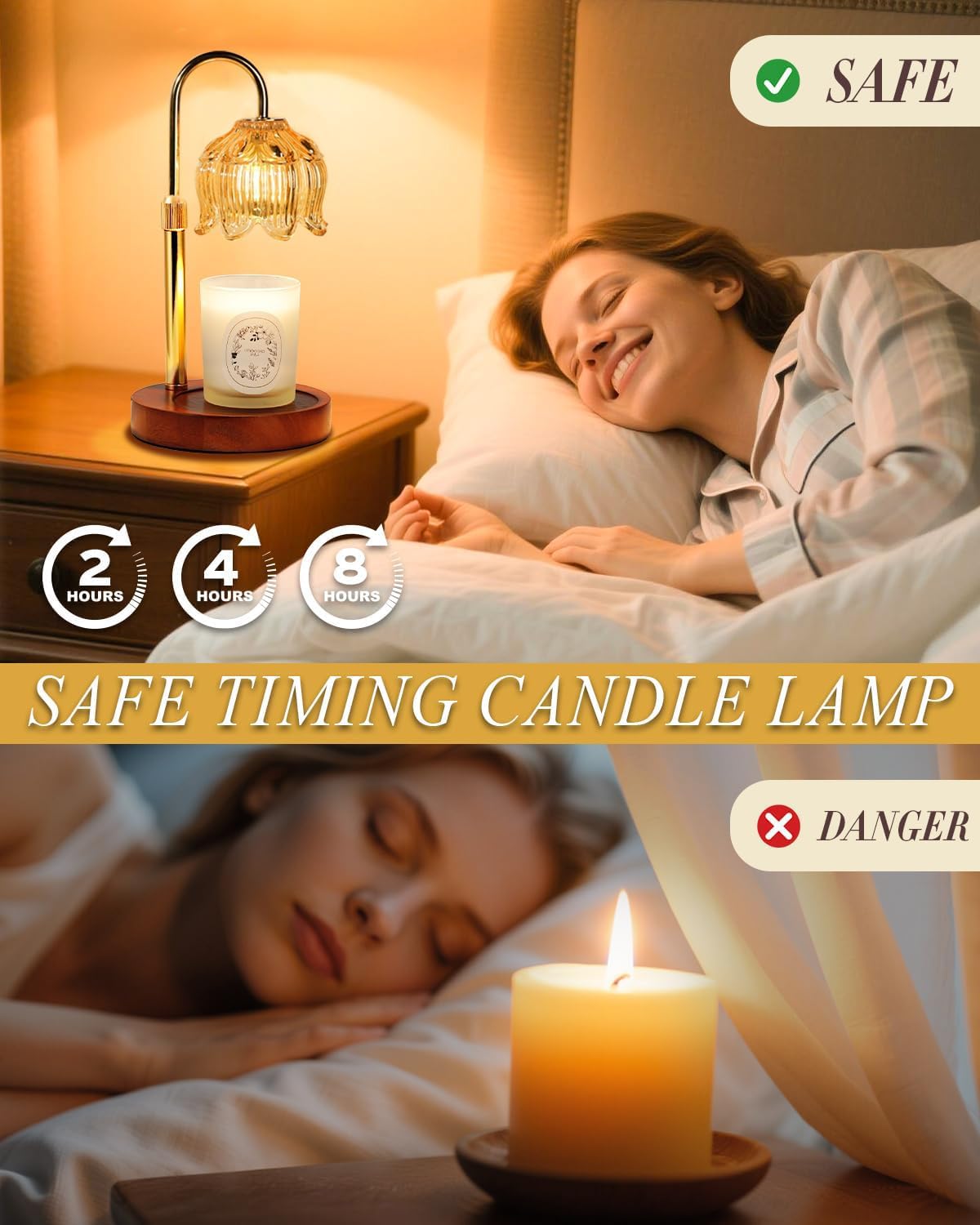 Adjustable Dimmable Table Lamp with 4 Bulbs Gold Candle Warmer Home Decor NEW