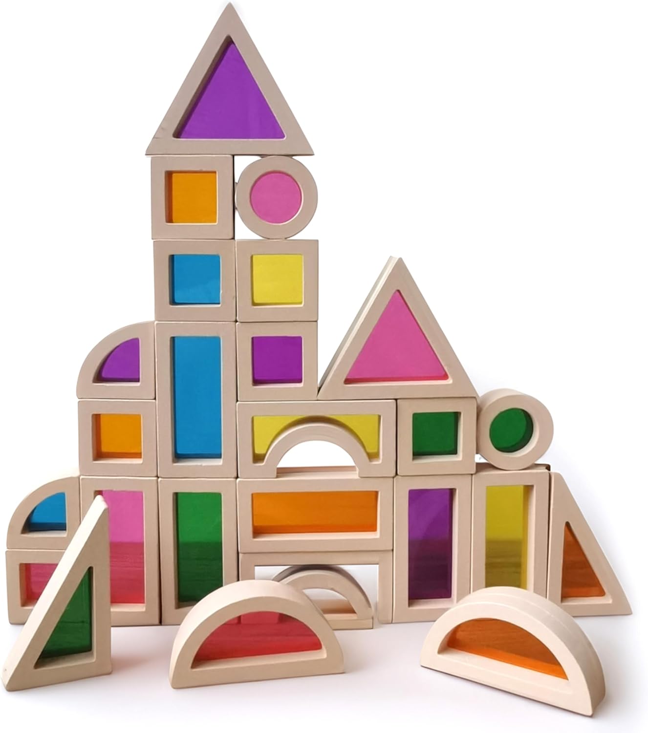 Acrylic Building Blocks Sorting & Stacking Toys Multi Color Size NEW