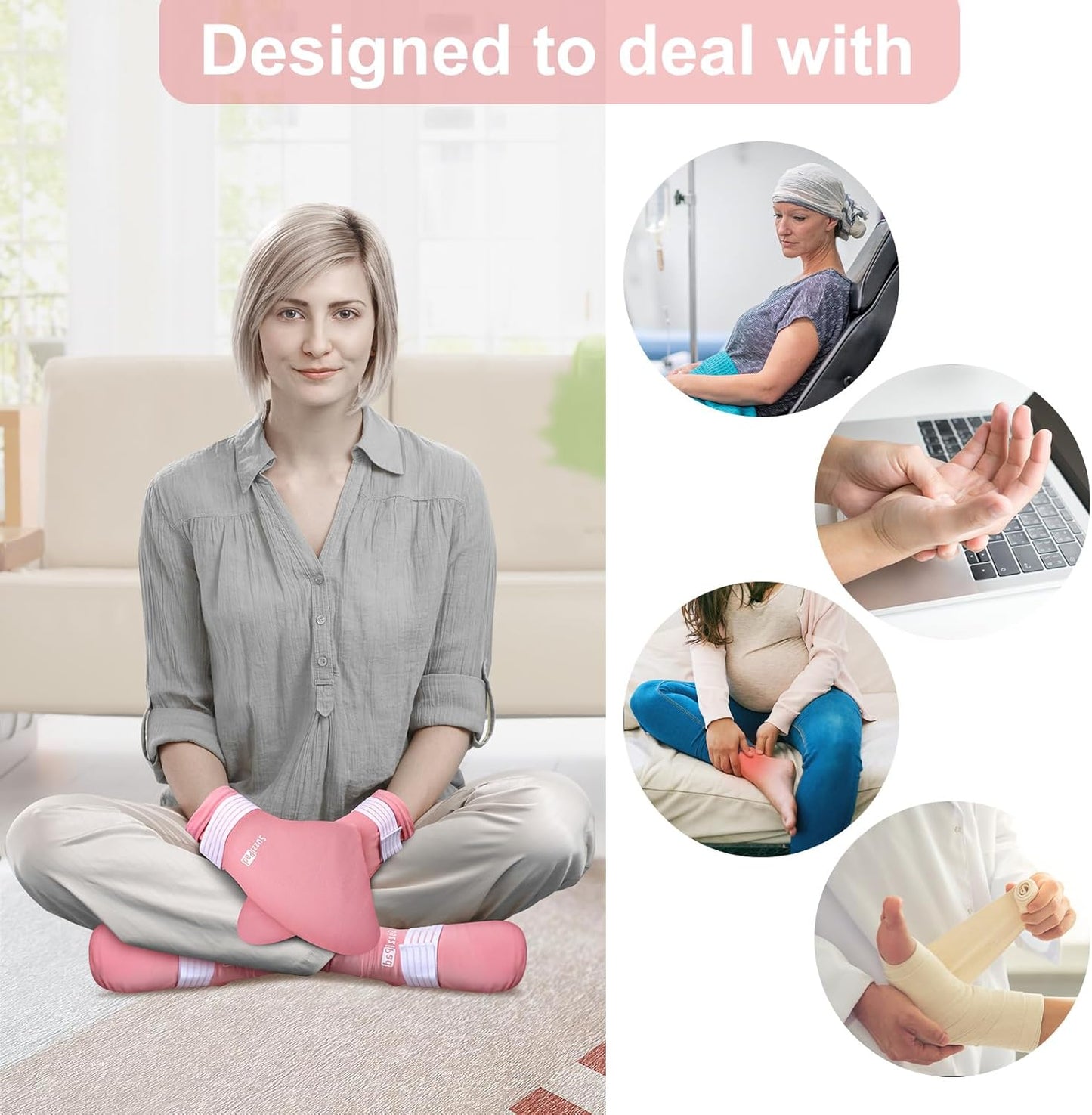 SUZZIPAD Pink Hot & Cold Therapy Socks Gloves Set for Women, S/M Size NEW