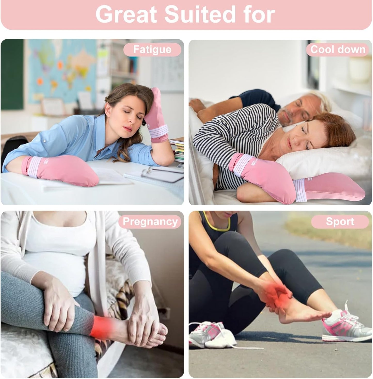 SUZZIPAD Pink Hot & Cold Therapy Socks Gloves Set for Women, S/M Size NEW