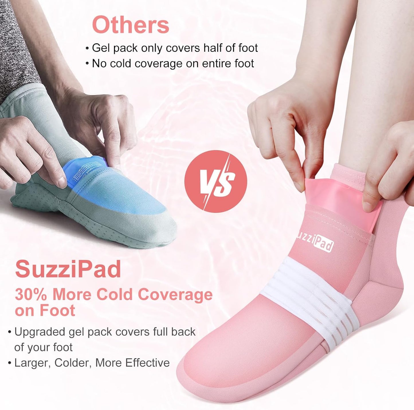 SUZZIPAD Pink Hot & Cold Therapy Socks Gloves Set for Women, S/M Size NEW
