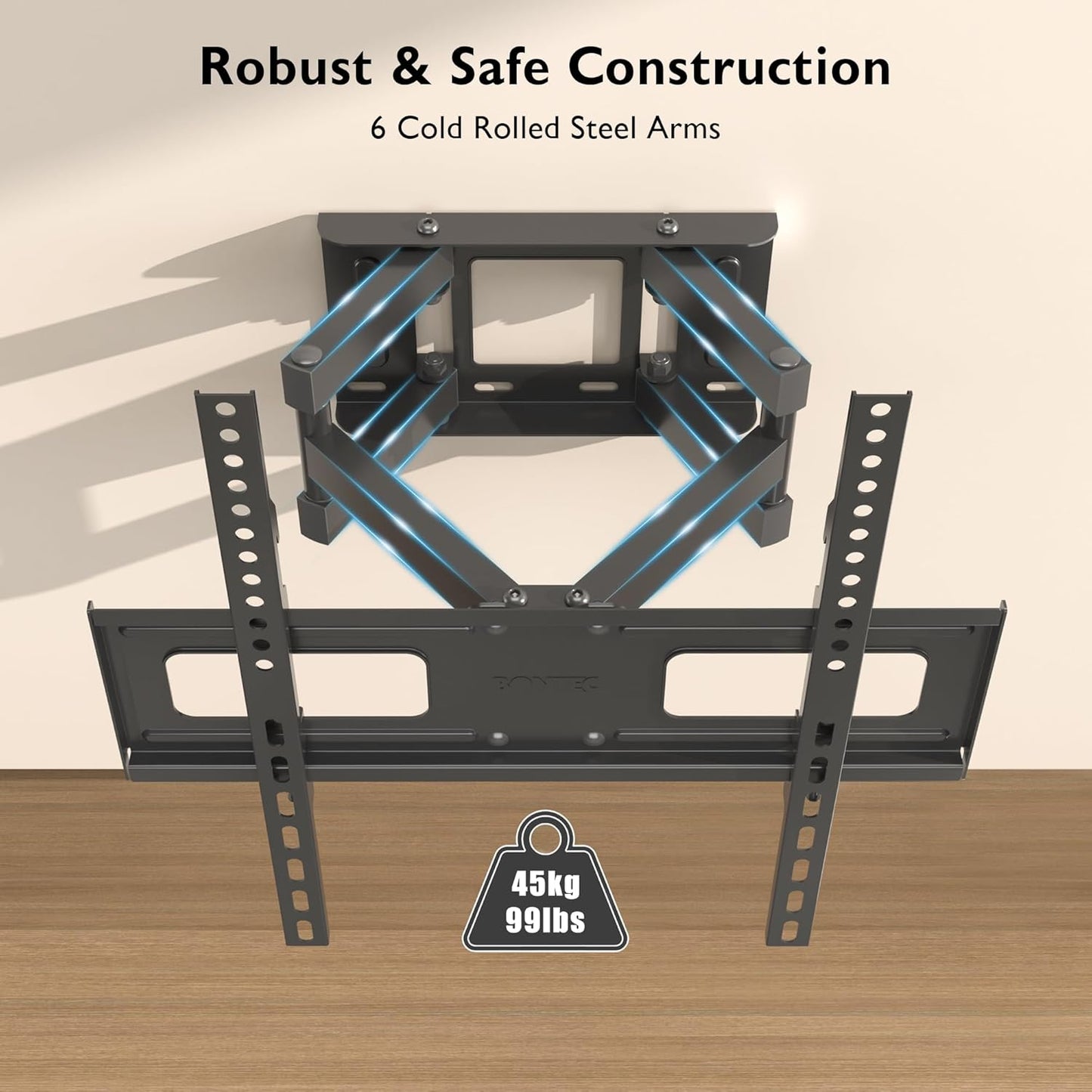 BONTEC TV Wall Mount for 23-70 Inch LED LCD Flat & Curved TVs Swivels Tilts DEMO