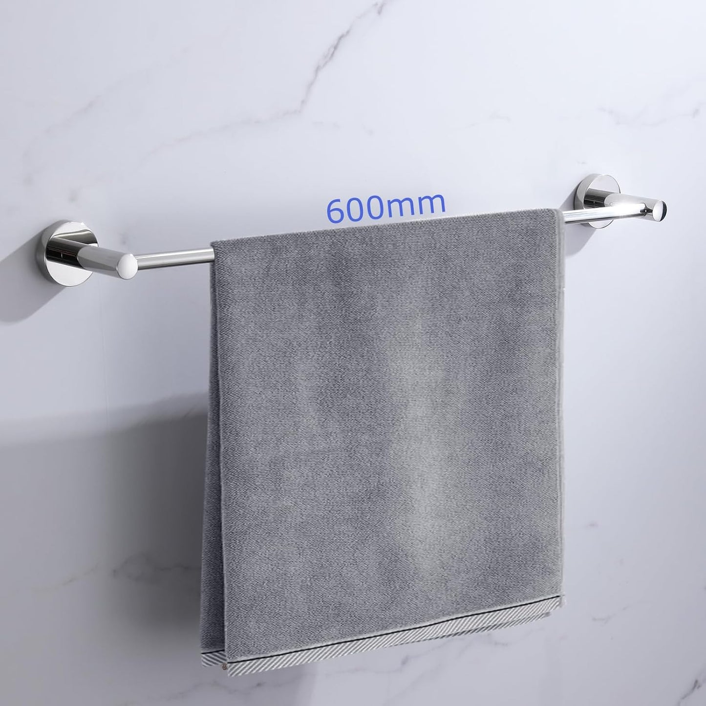 Stainless Steel Bathroom Towel Rack Wall Mount Chrome Holder 600mm - DEMO