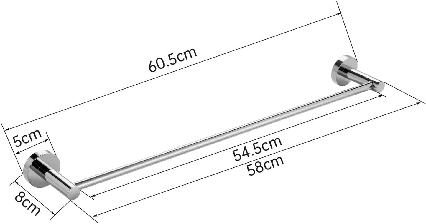 Stainless Steel Bathroom Towel Rack Wall Mount Chrome Holder 600mm - DEMO