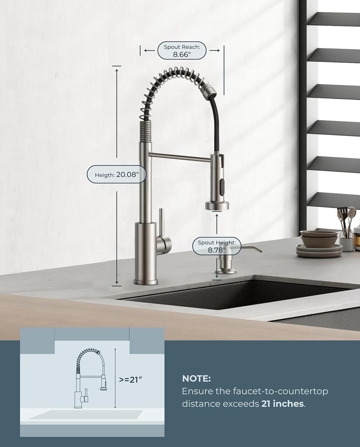 FORIOUS Stainless Steel Touch On Kitchen Sink Tap with Pull Down Sprayer NEW