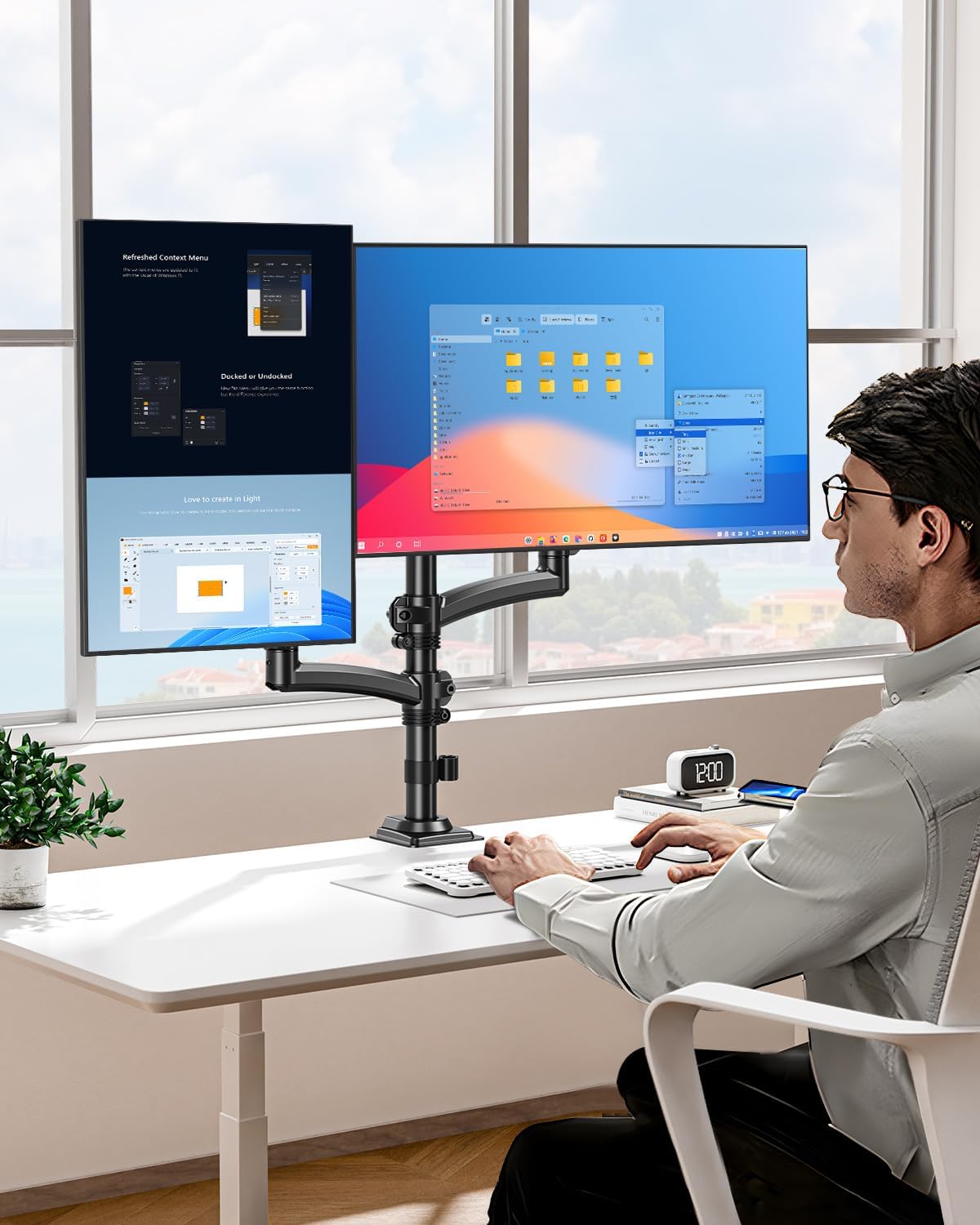 MOUNT PRO Dual Monitor Stand for Desk Taller Arms up to 32 Inch Screens NEW