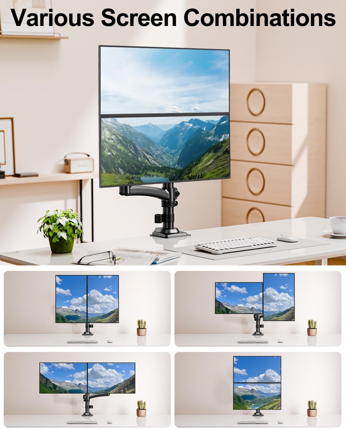 MOUNT PRO Dual Monitor Stand for Desk Taller Arms up to 32 Inch Screens NEW