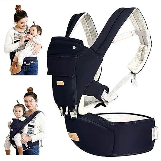 FRUITEAM 6-in-1 Ergonomic Navy Blue Baby Carrier with Waist Stool for DEMO