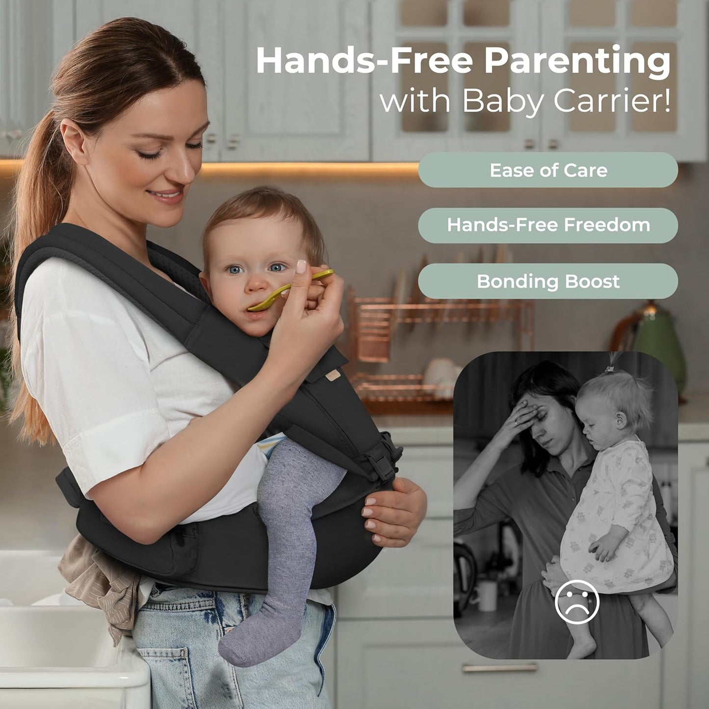 FRUITEAM 6-in-1 Ergonomic Navy Blue Baby Carrier with Waist Stool for DEMO