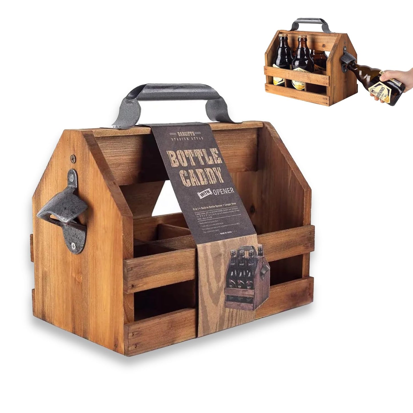 Rustic Wooden Bar Cabinets Bar Cabinet Caddy with Metal Bottle Opener, NEW