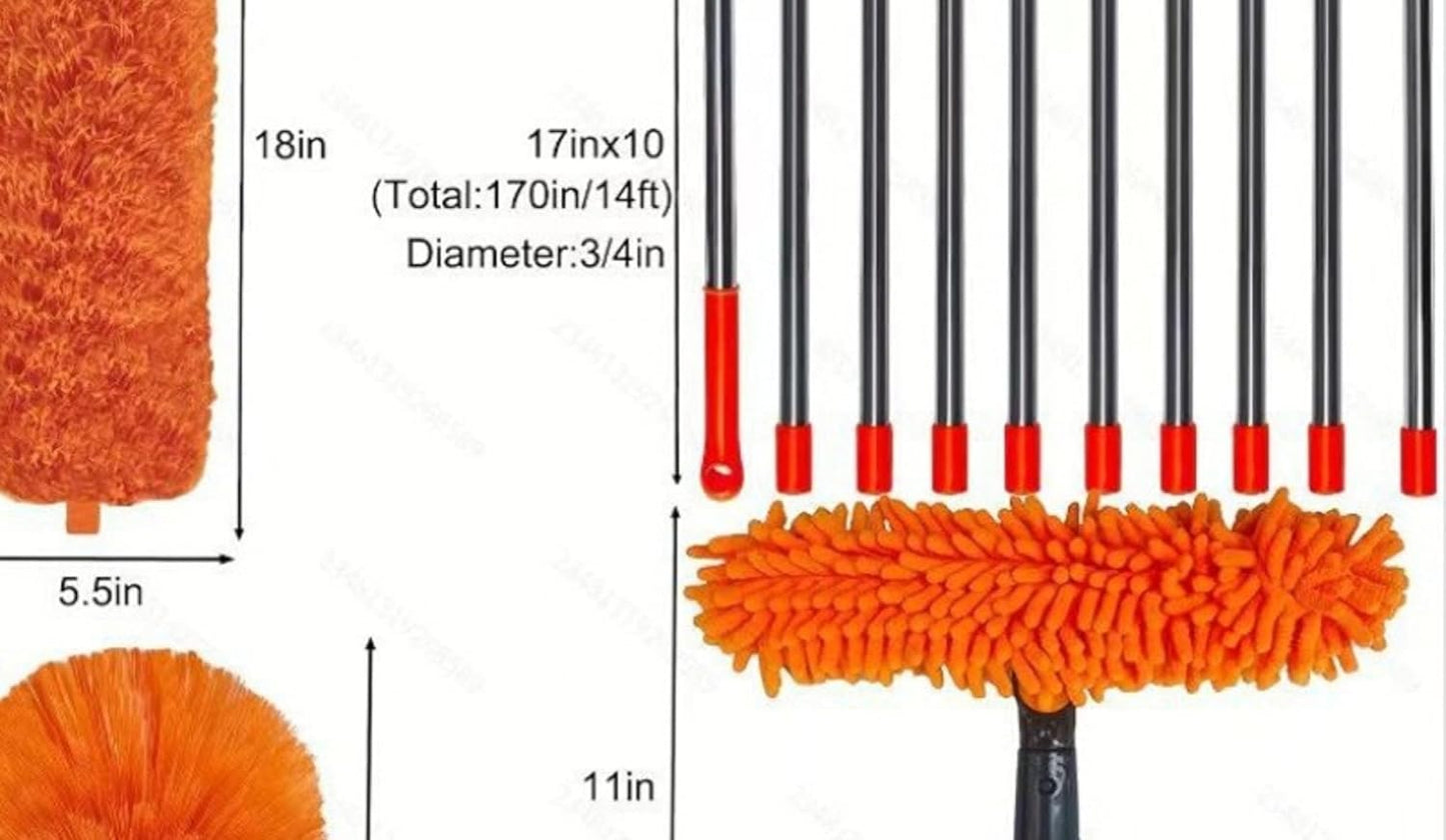 Telescopic Cleaning Tools Kit with Squeegee and Duster Window Cleaner NEW