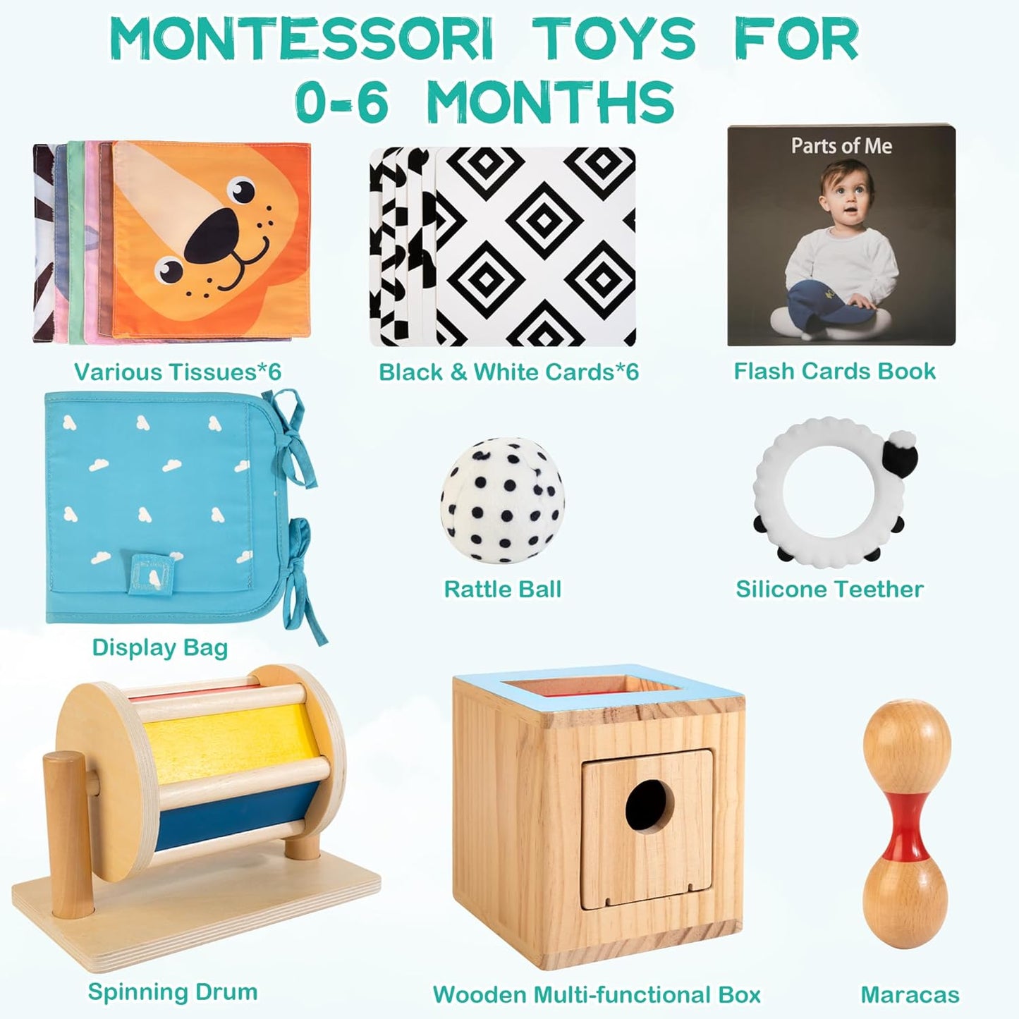 Multicoloured 9-in-1 Montessori Learning Toys for Sensory Educational Play NEW