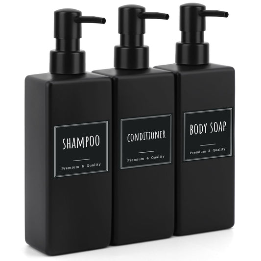 Matte Black Pump Dispensers Set of 3 - 500ml Hand Soap Dispenser for NEW